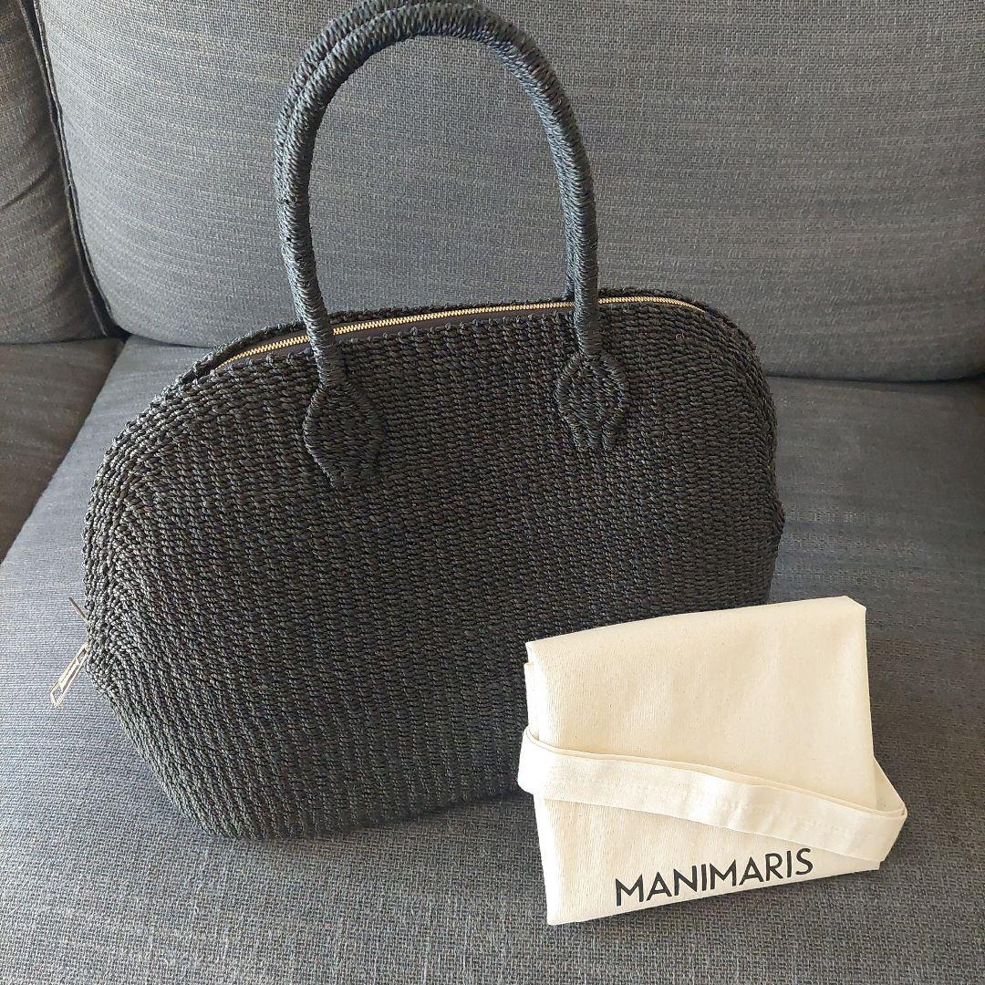 MANIMARIS ブラック かごバッグ レギュラーサイズ