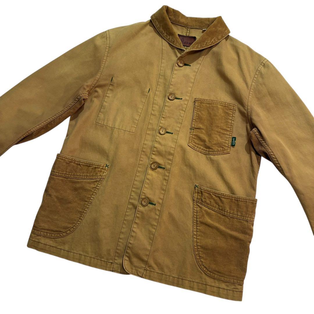 Go hemp ショールカラー カバーオール M 茶色 コーデュロイ ブラウン