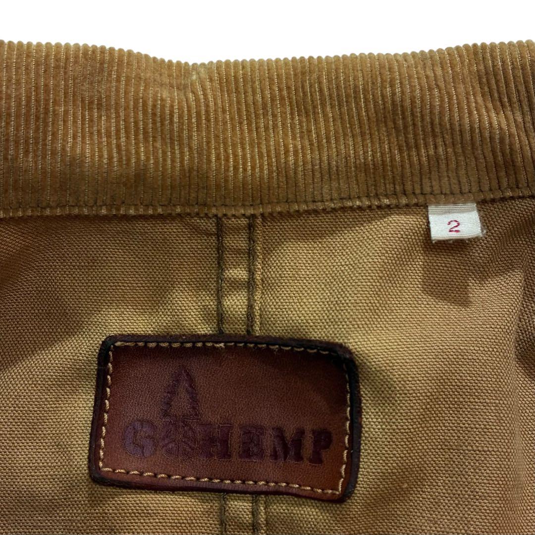 Go hemp ショールカラー カバーオール M 茶色 コーデュロイ ブラウン