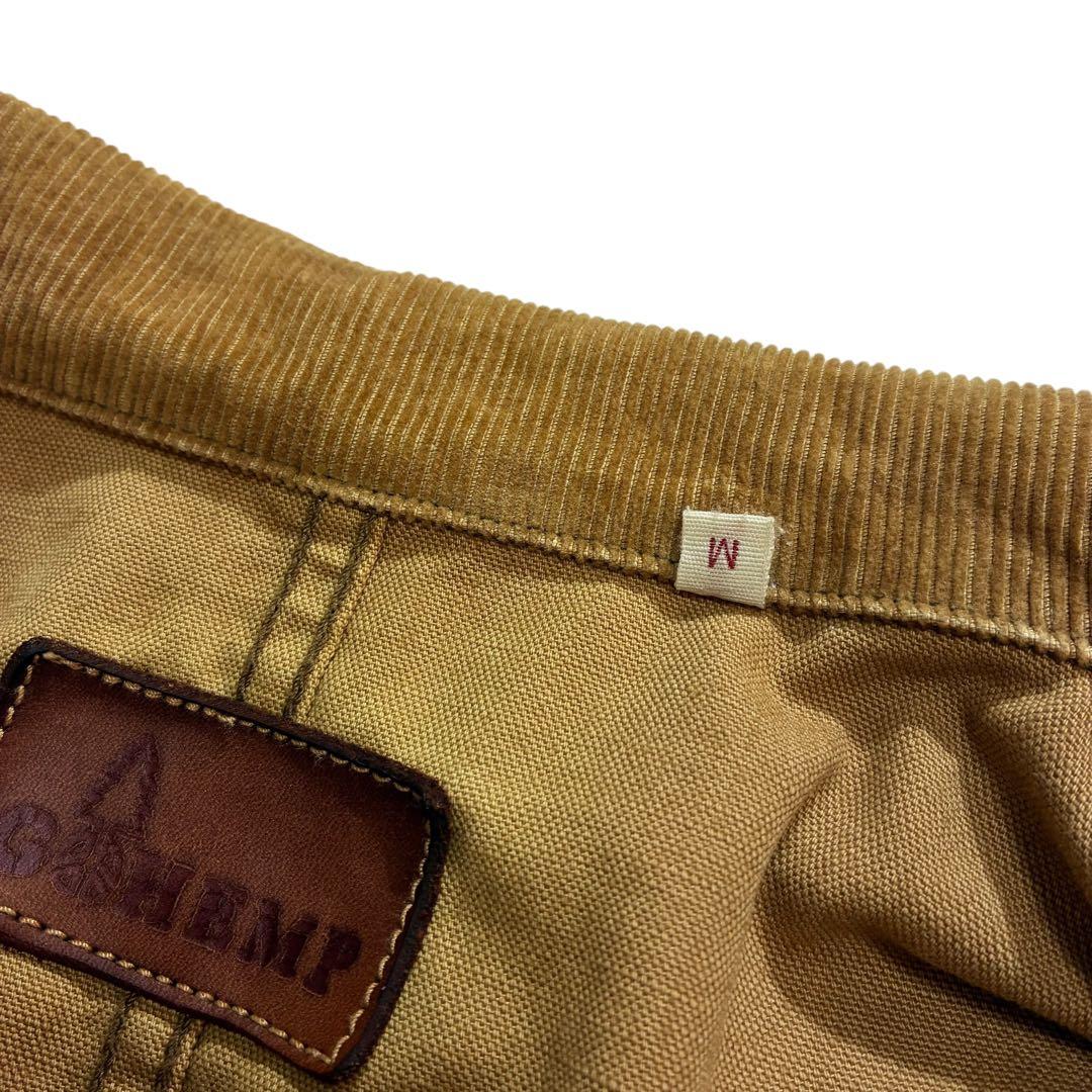 Go hemp ショールカラー カバーオール M 茶色 コーデュロイ ブラウン