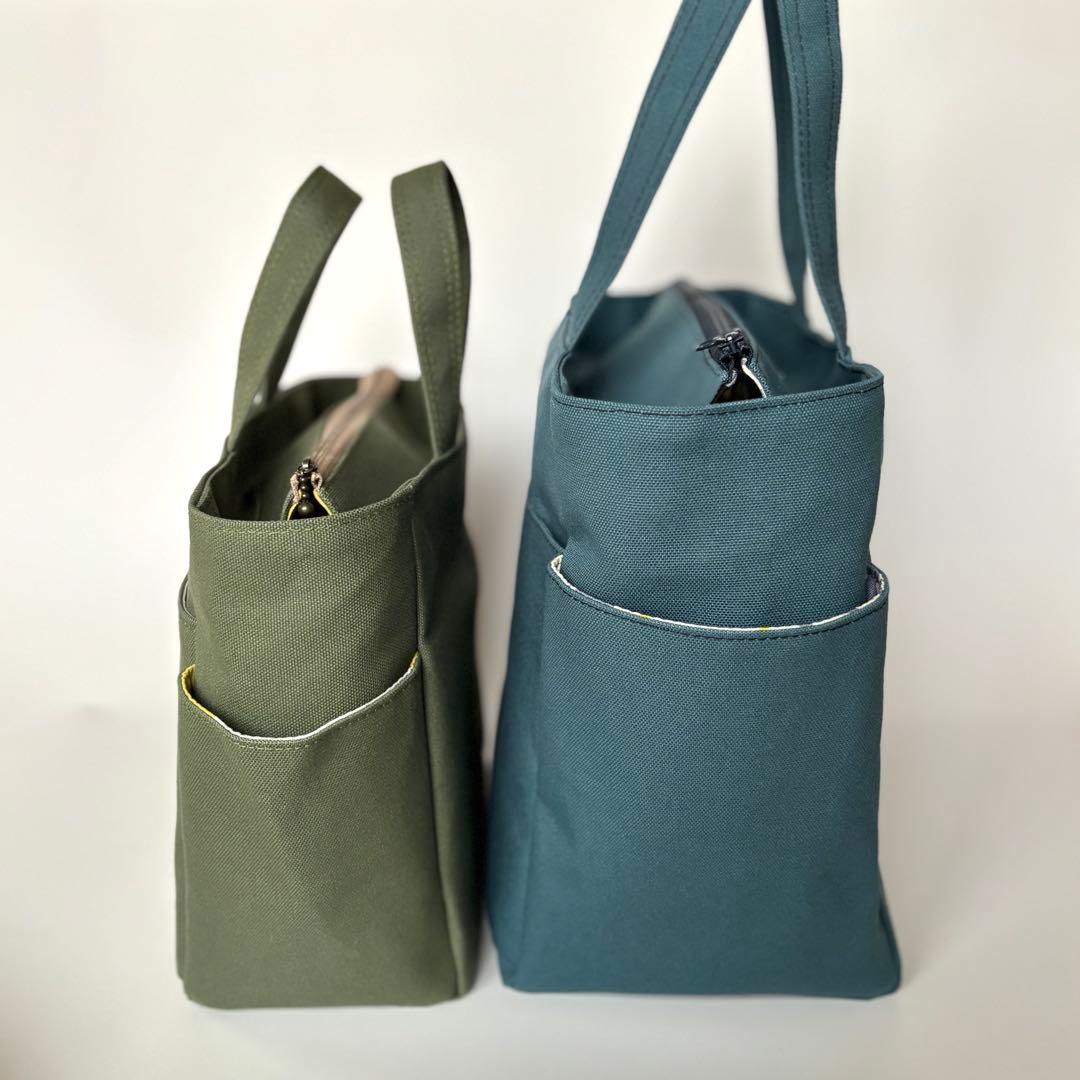 【JUNE】サイドポケット付きトートバッグL ファスナー開閉　倉敷8号帆布