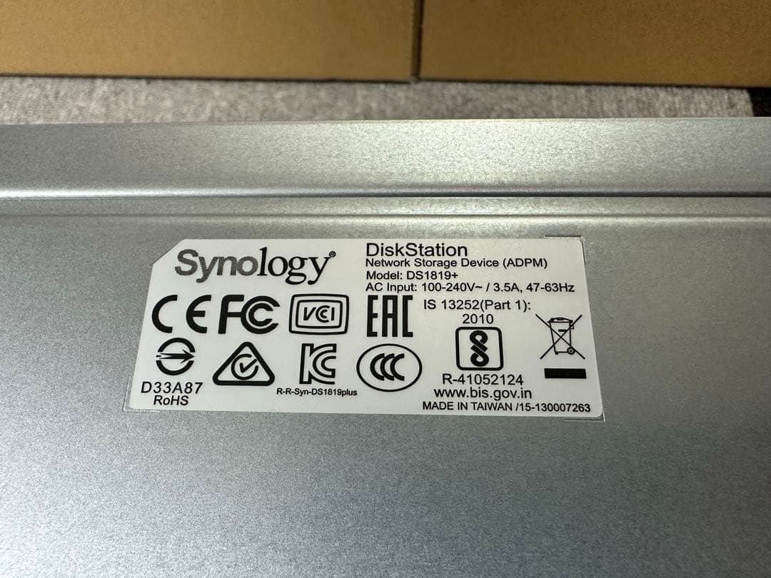 外付けハードディスク・ドライブ Synology DiskStation Model DS1819+