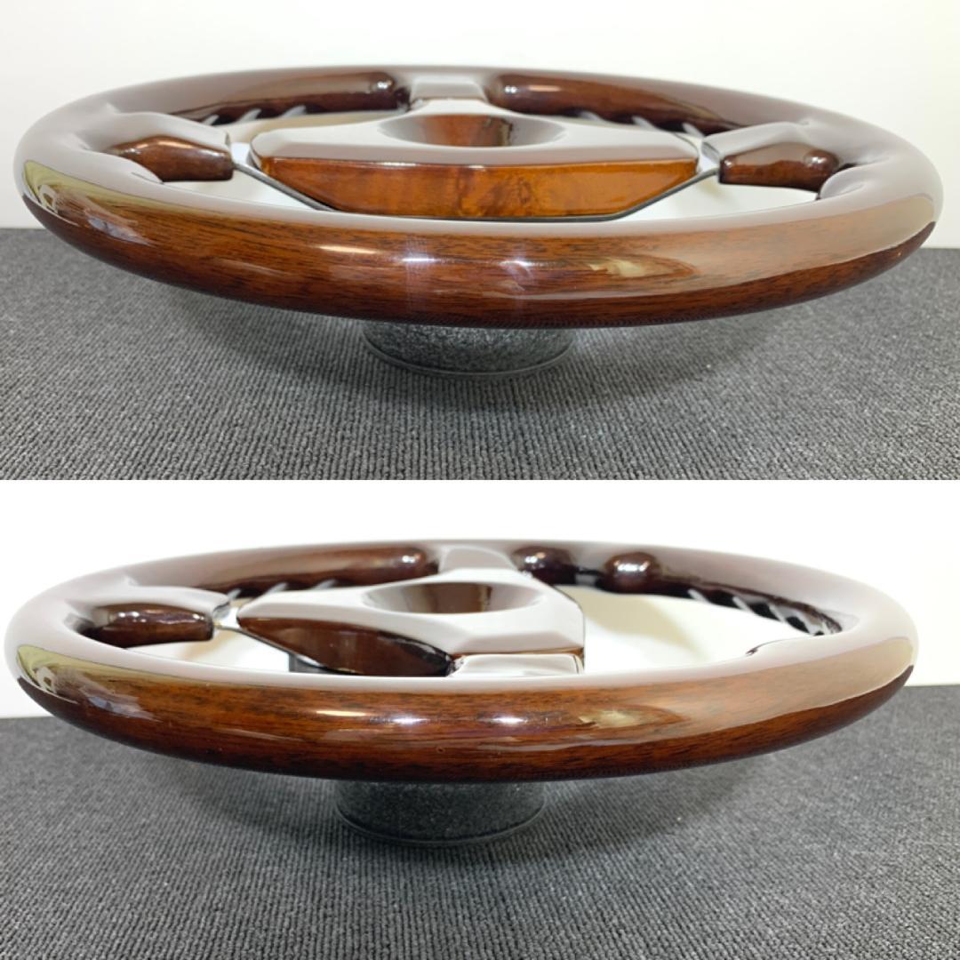 ダークブラウン ウッド ステアリング 35パイ センターパッド＆ホーンボタン付き