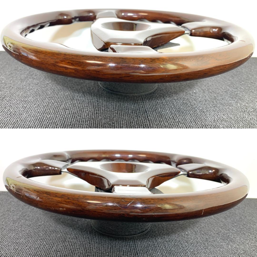 ダークブラウン ウッド ステアリング 35パイ センターパッド＆ホーンボタン付き