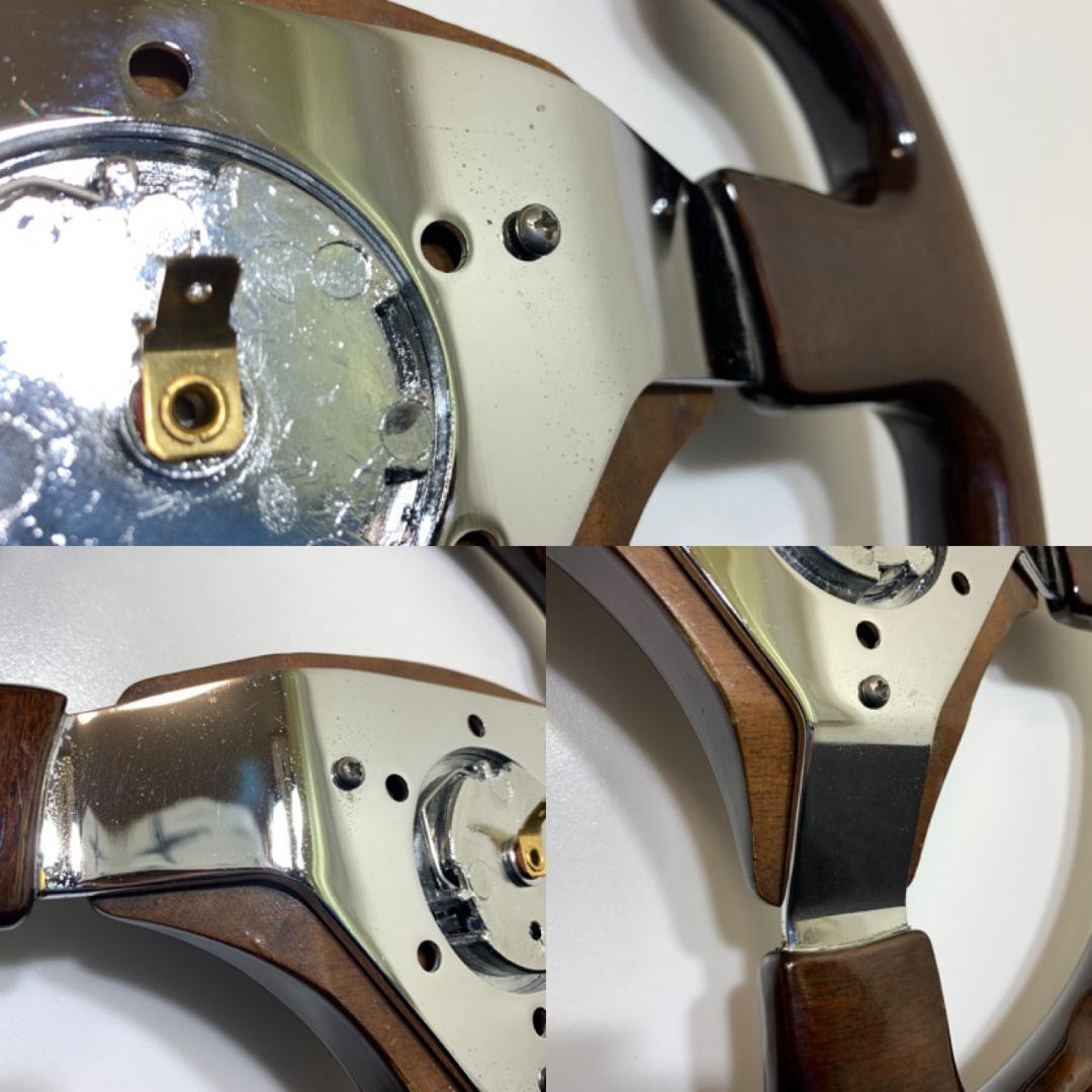 ダークブラウン ウッド ステアリング 35パイ センターパッド＆ホーンボタン付き