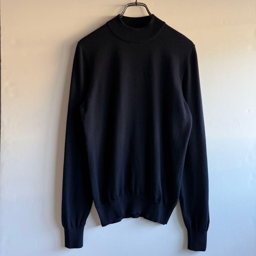Gran Sasso グランサッソ モックネックウールニット 46 ネイビー