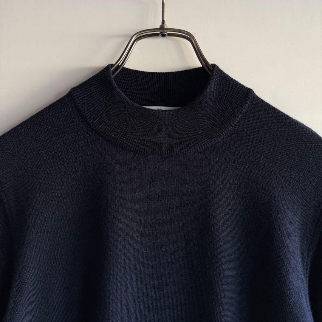 Gran Sasso グランサッソ モックネックウールニット 46 ネイビー