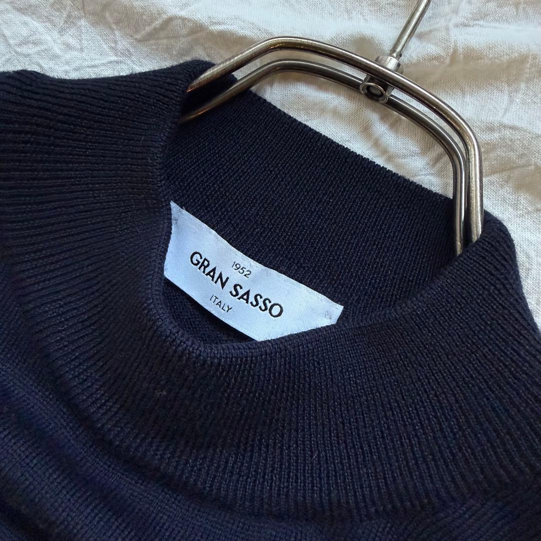 Gran Sasso グランサッソ モックネックウールニット 46 ネイビー