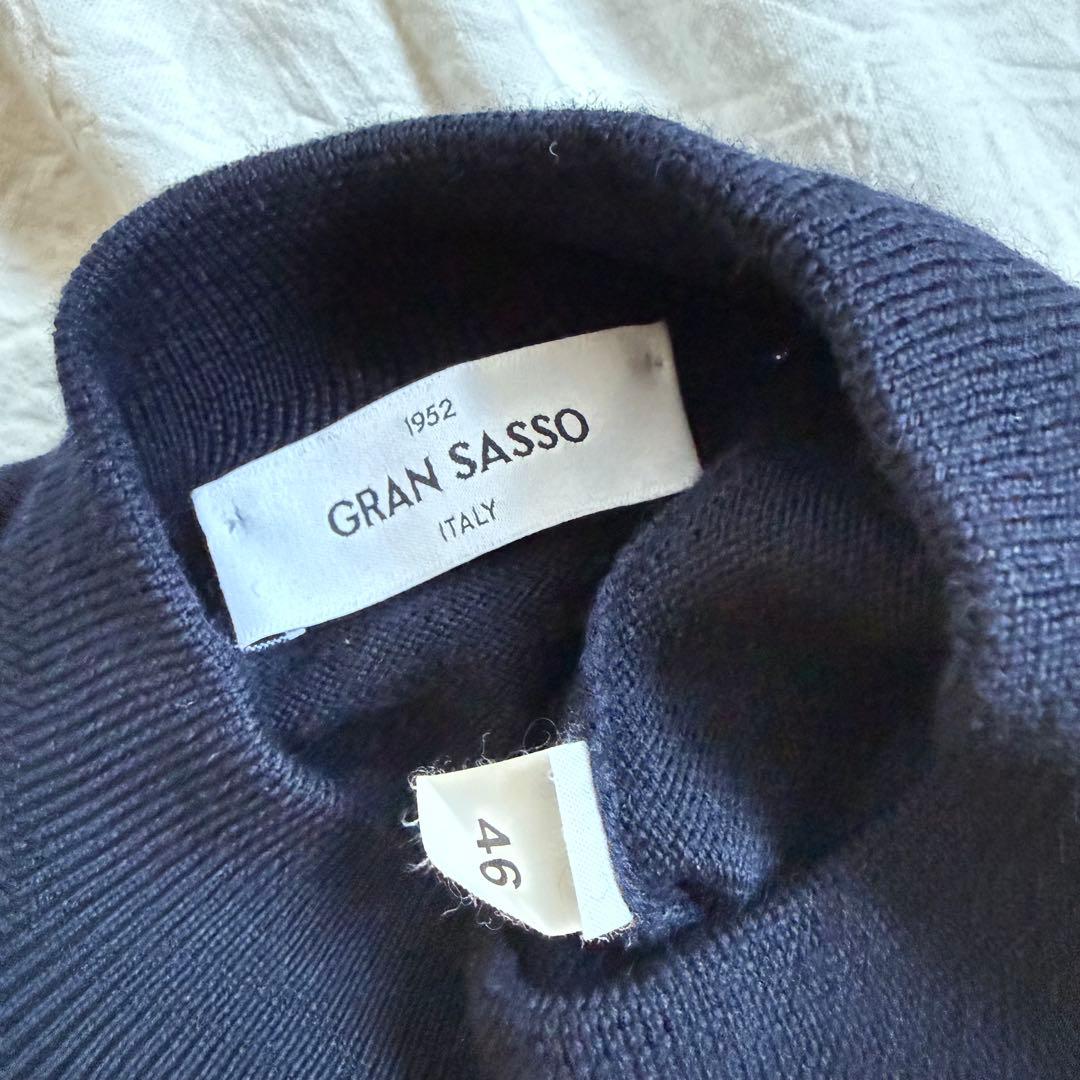 Gran Sasso グランサッソ モックネックウールニット 46 ネイビー