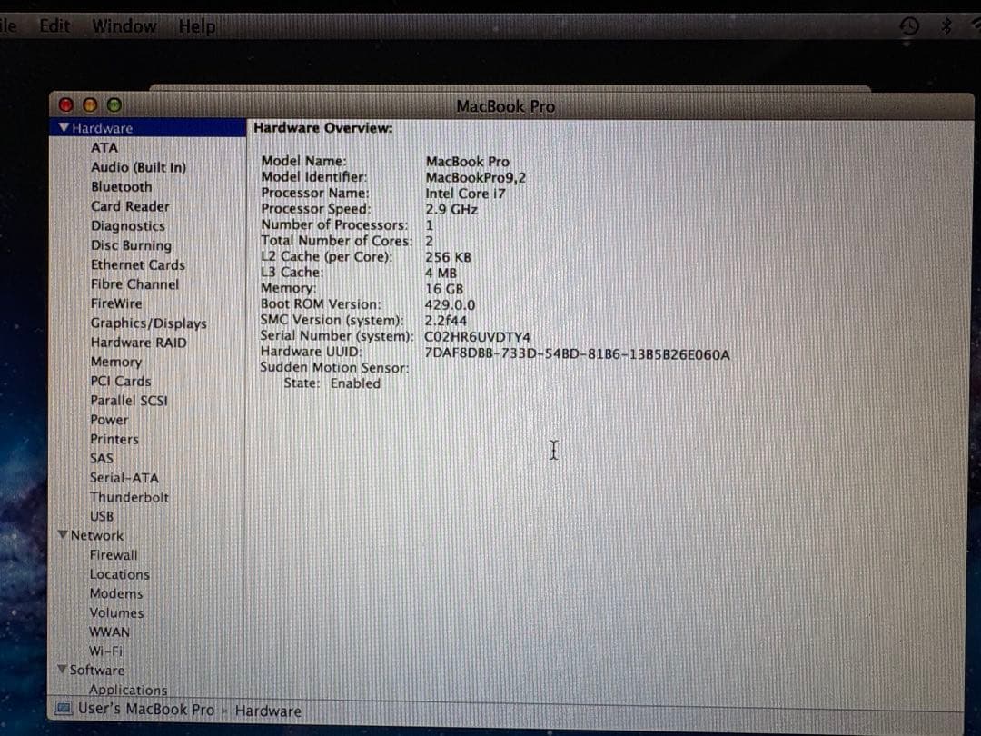 P*r様 Macbook Pro Mid 2012 16GB HD:500GB