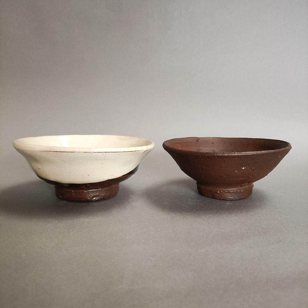 吉村昌也　粉引盃、焼締盃　粉引ぐい呑　笠間焼