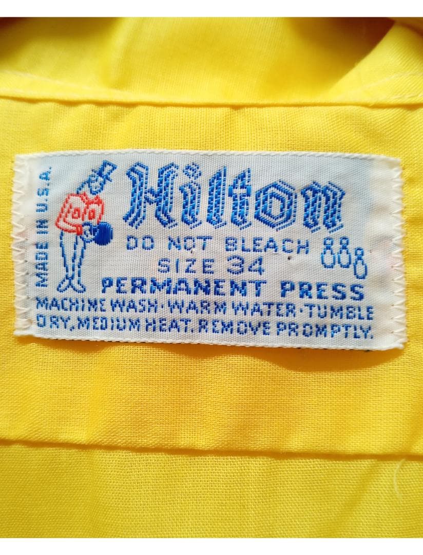 HILTON ビンテージ ボウリングシャツ サイズ34 黄色