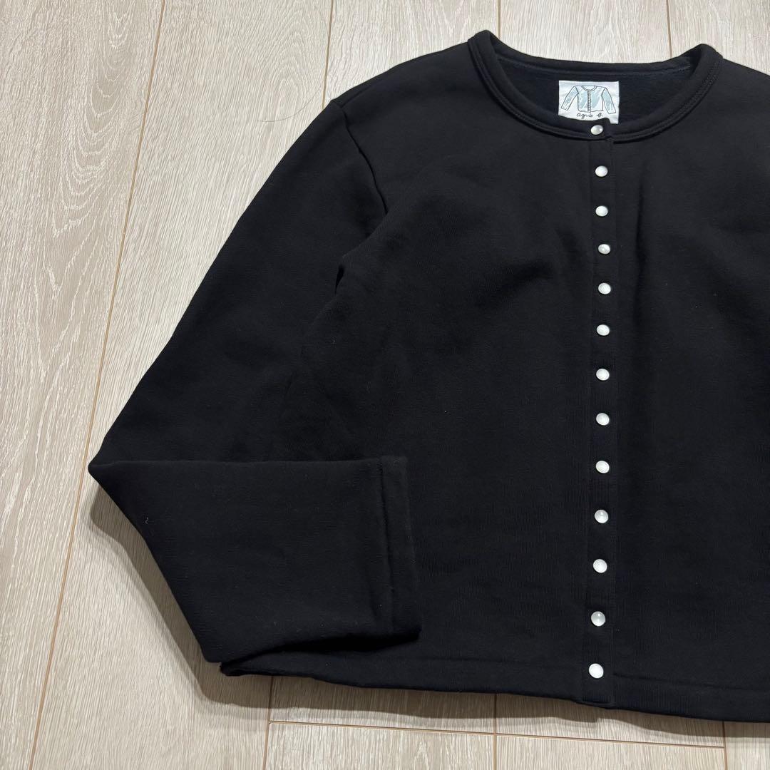 美品 agnès b. コットン メルトン 長袖 カーディガンプレッション 2