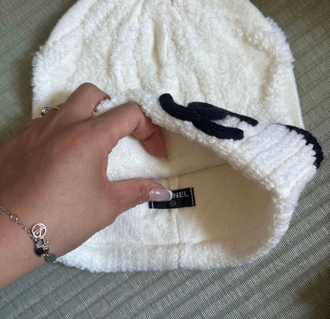 CCロゴニット帽 ホワイト ノベルティ品