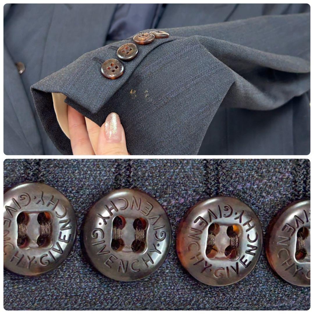 K268 L ジバンシー ダブル ロゴボタン スーツ上下 ネイビー メンズ