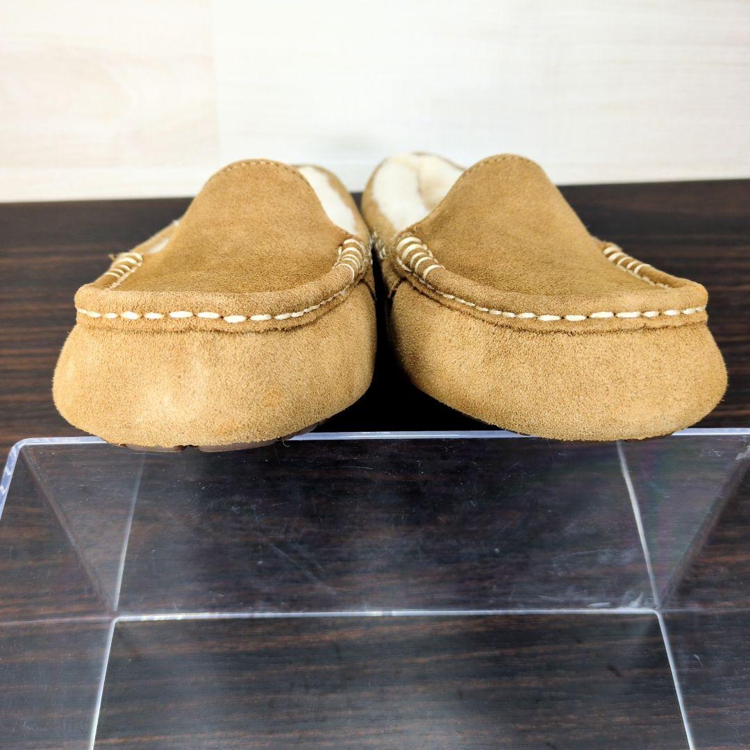UGG 25.0cm ブラウン スエード モカシン ボア 秋冬 S557