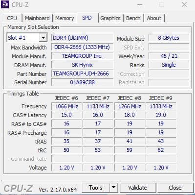 TEAMGROUP DDR4 8GB×2　2666MHz　動作確認済み