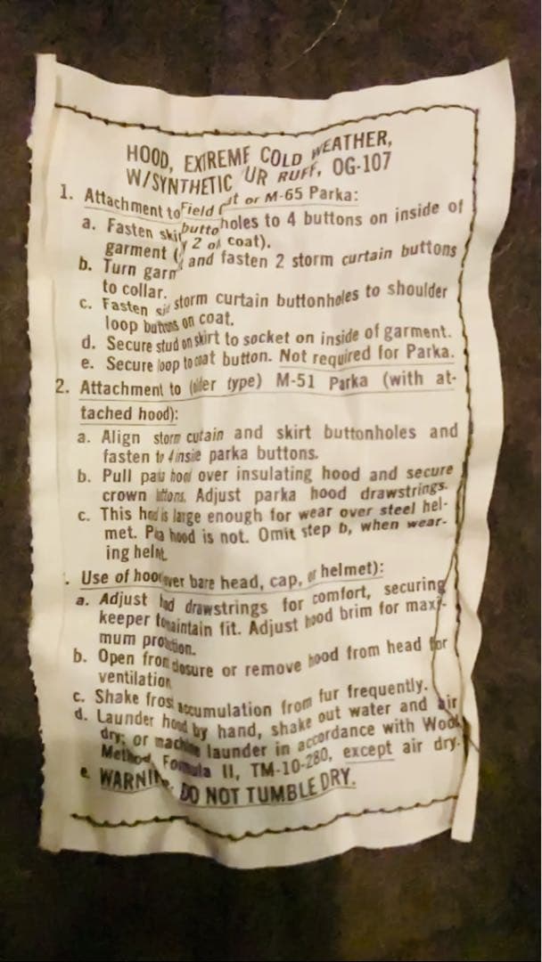 米軍US ARMYデッドストックM65フード 76年製　フィッシュテイル　コート