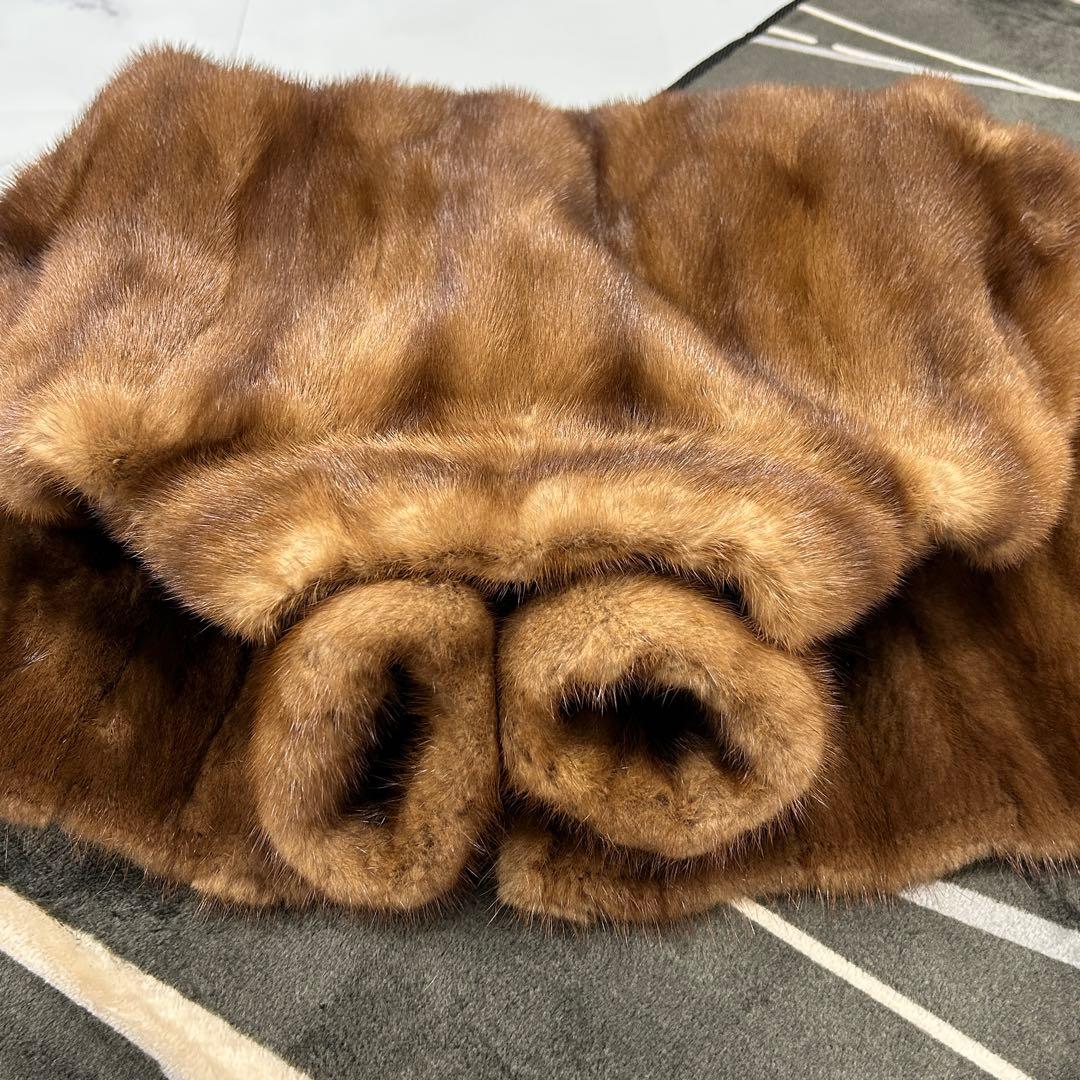 高級 パステルミンク 毛皮 リバーシブル コート レディース ブラウン 鼬