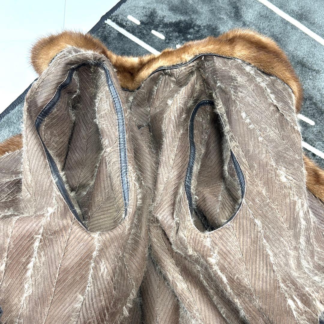 高級 パステルミンク 毛皮 リバーシブル コート レディース ブラウン 鼬