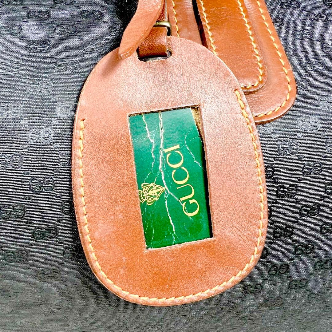 GUCCI ボストンバッグ　マイクロGG ゴールド金具　PVC ブラック