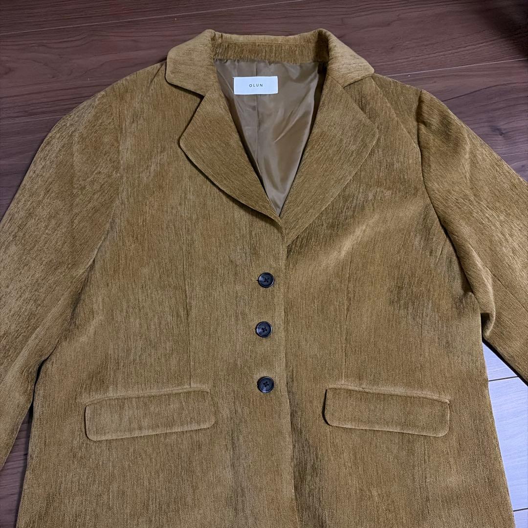 OLUN ルーズベーシックモールジャケット　マスタード