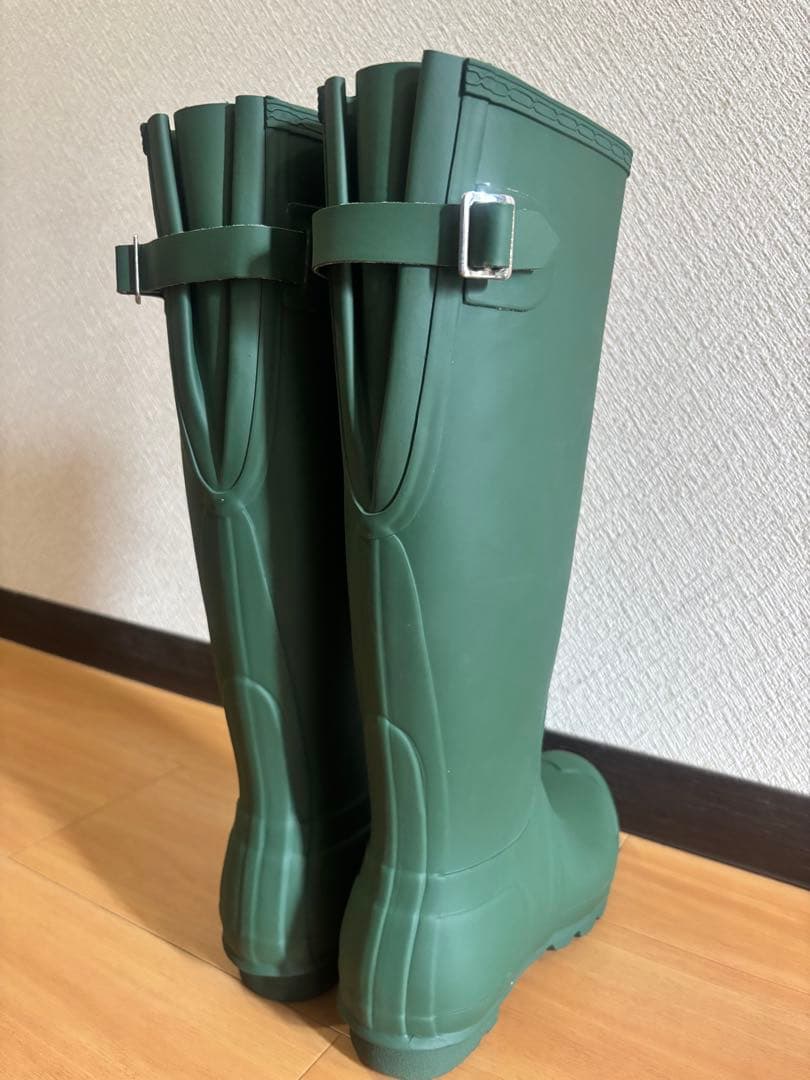 HUNTER グリーン 長靴 バックル付き