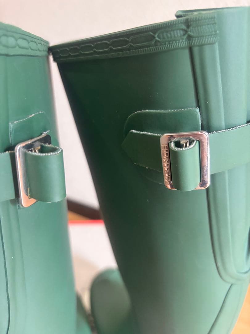 HUNTER グリーン 長靴 バックル付き