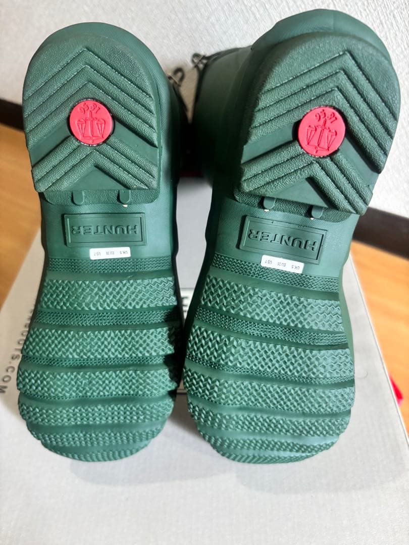 HUNTER グリーン 長靴 バックル付き