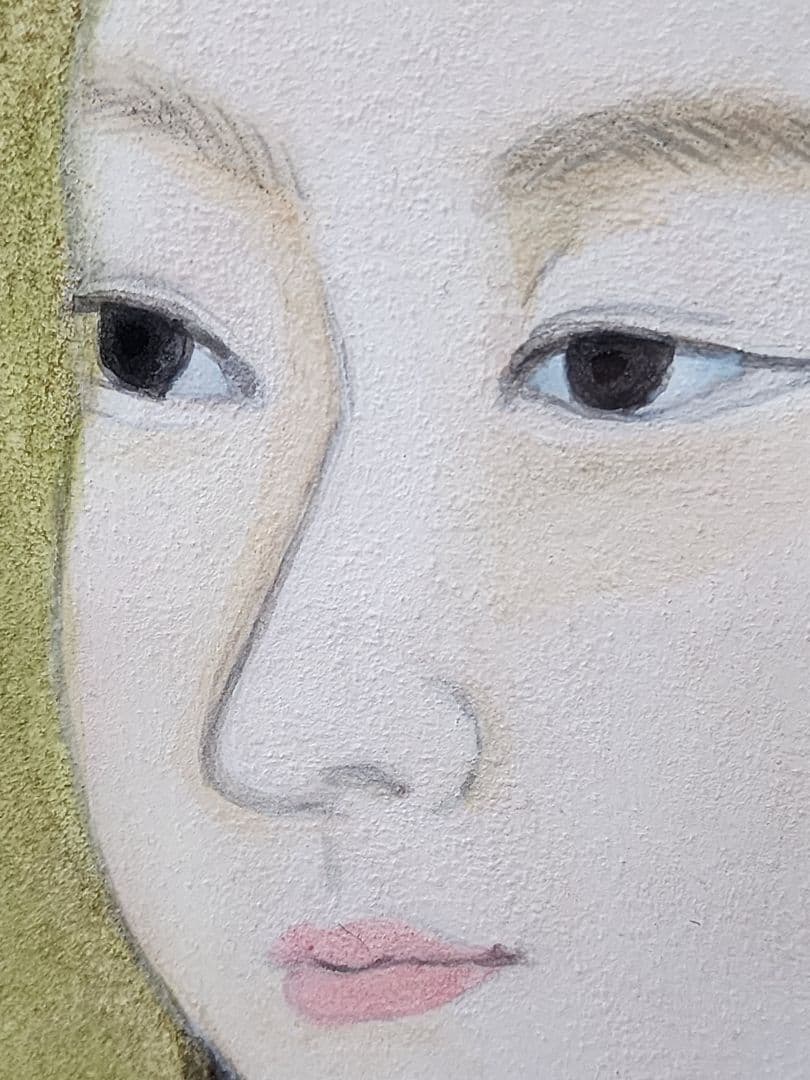 真作 田代正子 日本画「娘」画寸 34cm×46cm 神奈川県出身 日展会友