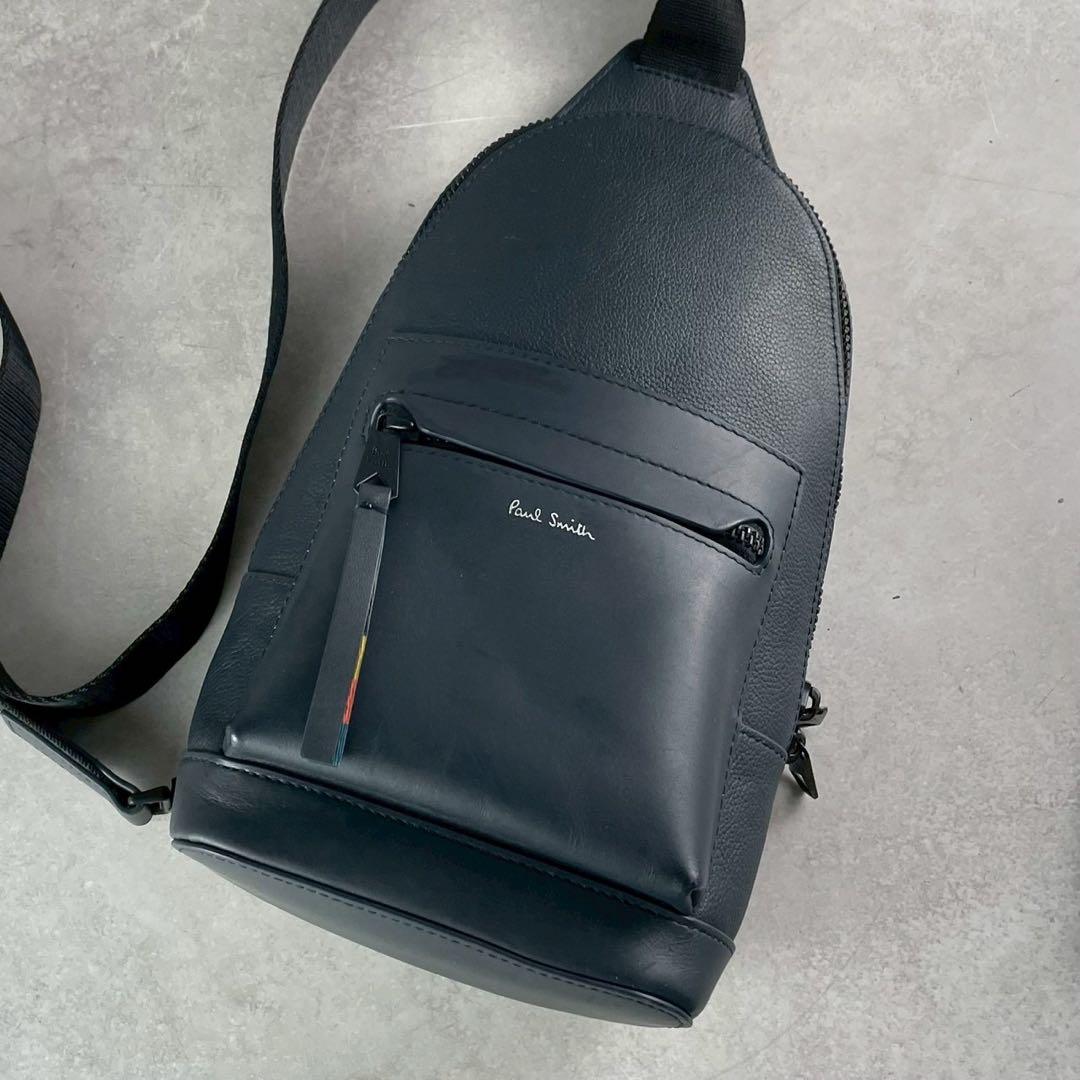 ポールスミス　ボディバッグ　近年　ネイビー　マルチストライプ