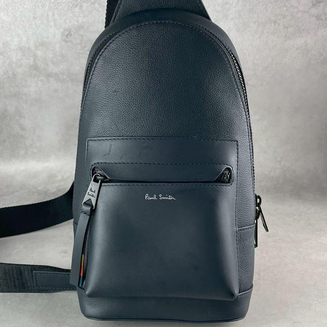 ポールスミス　ボディバッグ　近年　ネイビー　マルチストライプ