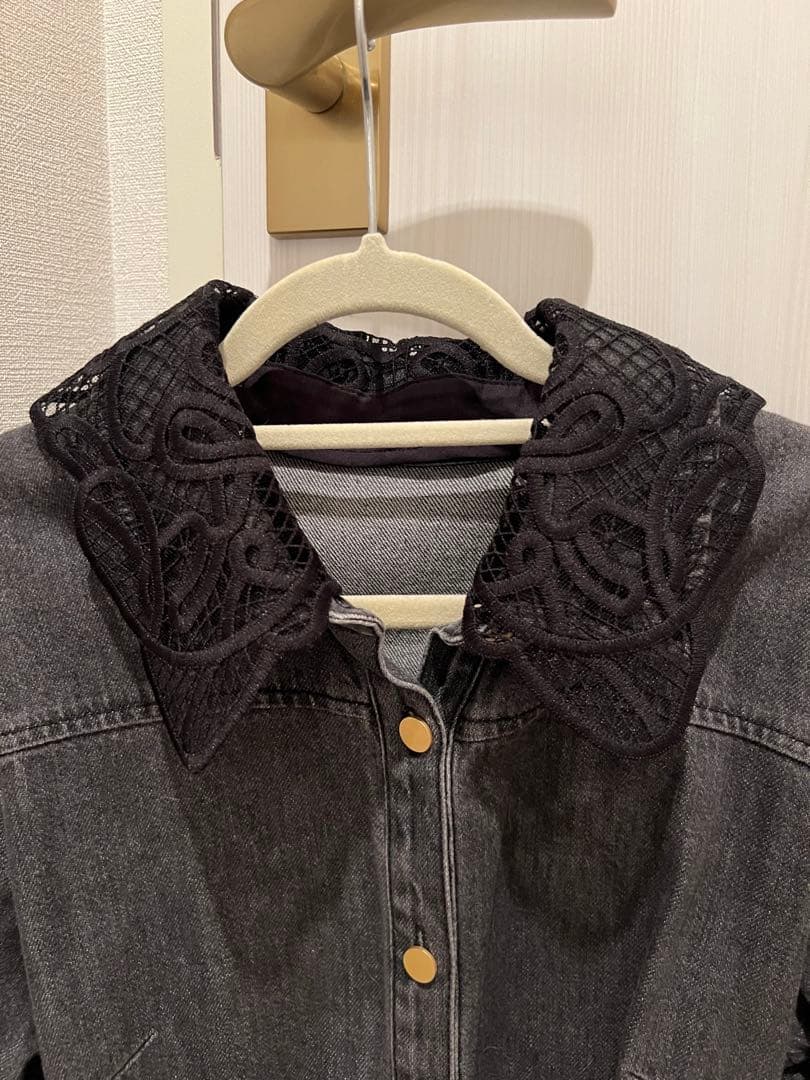 Diagram 刺繍襟　デニムワンピース