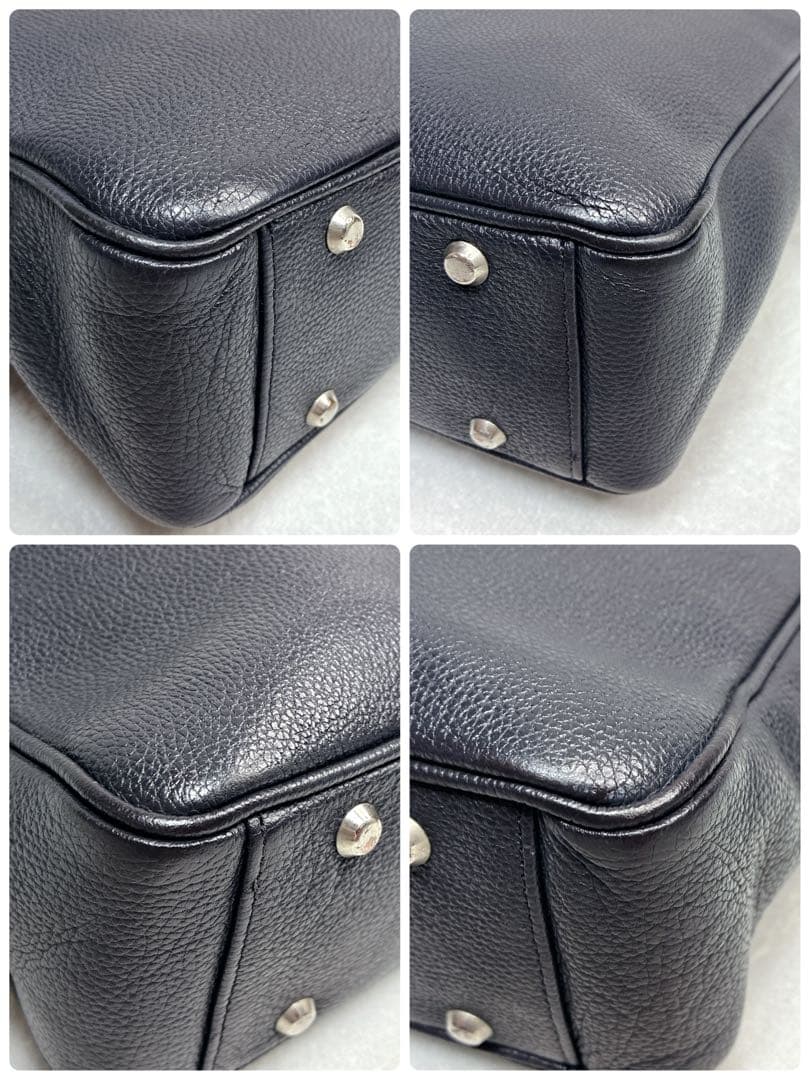 バーニーズニューヨーク ビジネスバッグ 2way レザー A4 ネイビー　シボ革