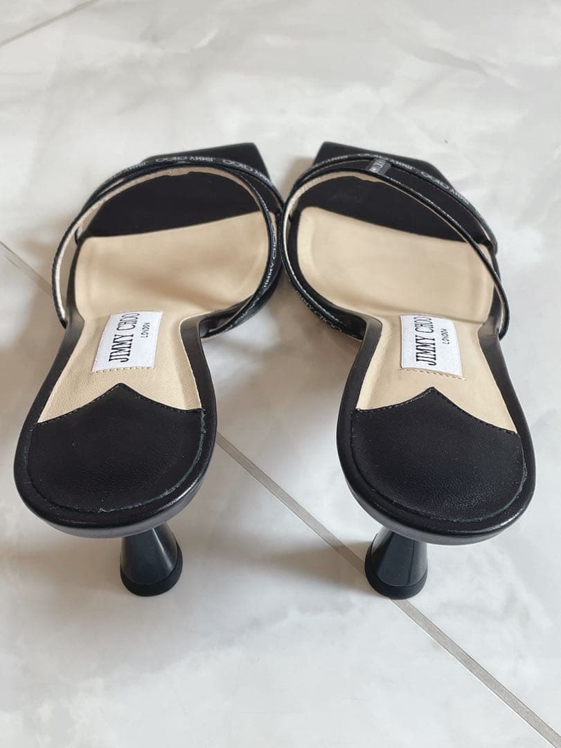 美品! JIMMY CHOO ジミーチュウ ロゴ ミュール サンダル 黒 24㎝