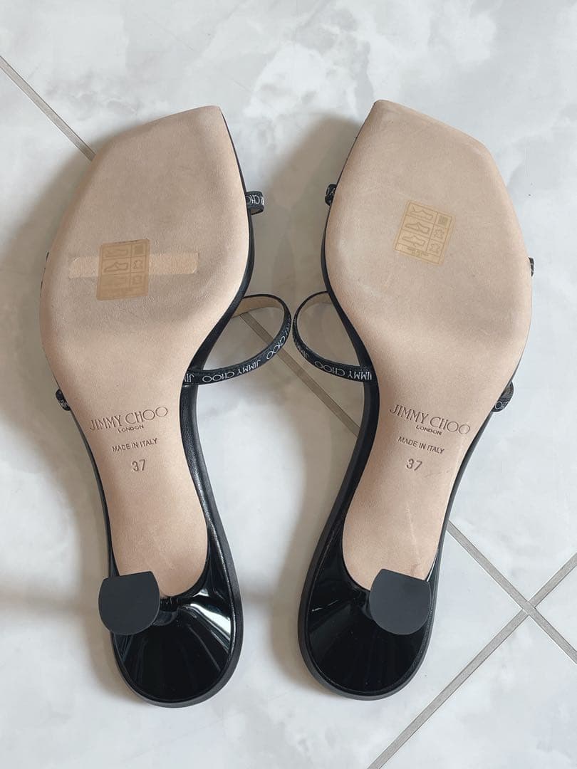 美品! JIMMY CHOO ジミーチュウ ロゴ ミュール サンダル 黒 24㎝