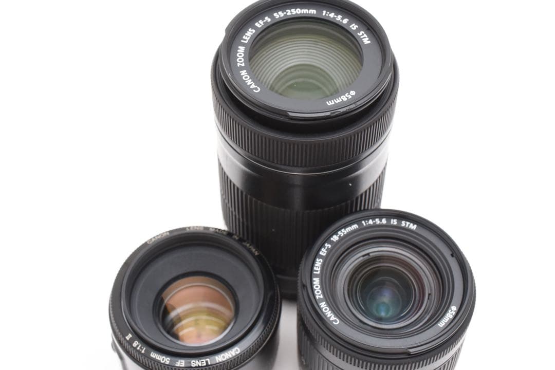 一眼レフカメラcanon kiss x 10i標準&望遠&単焦点レンズセット