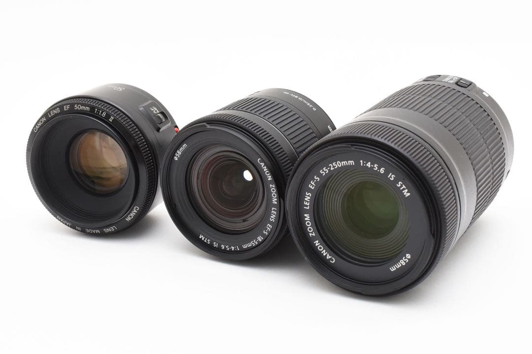 一眼レフカメラcanon kiss x 10i標準&望遠&単焦点レンズセット