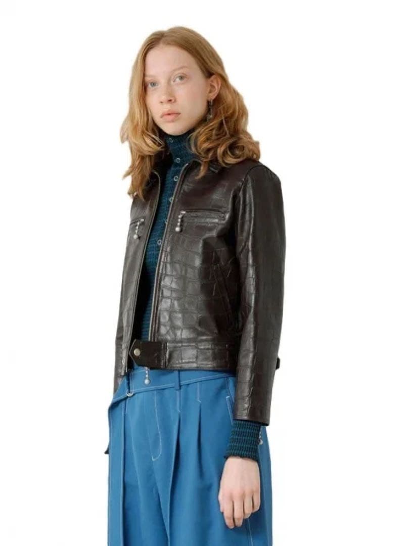 beautiful people モッククロック クロコ型押しレザージャケット