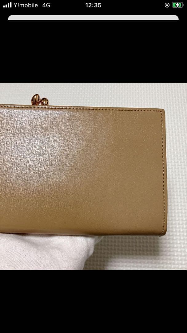 未使用　Kitamura レザーがま口長財布　レター型　モカ　「K」ロゴ　K2