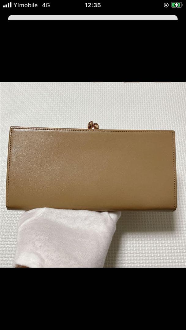 未使用　Kitamura レザーがま口長財布　レター型　モカ　「K」ロゴ　K2