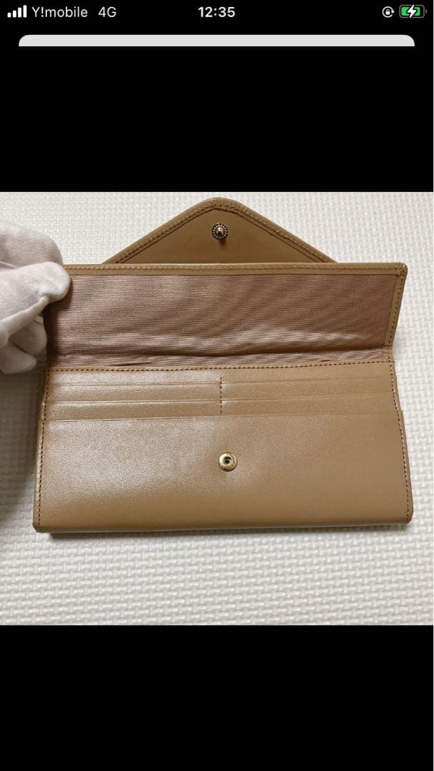 未使用　Kitamura レザーがま口長財布　レター型　モカ　「K」ロゴ　K2