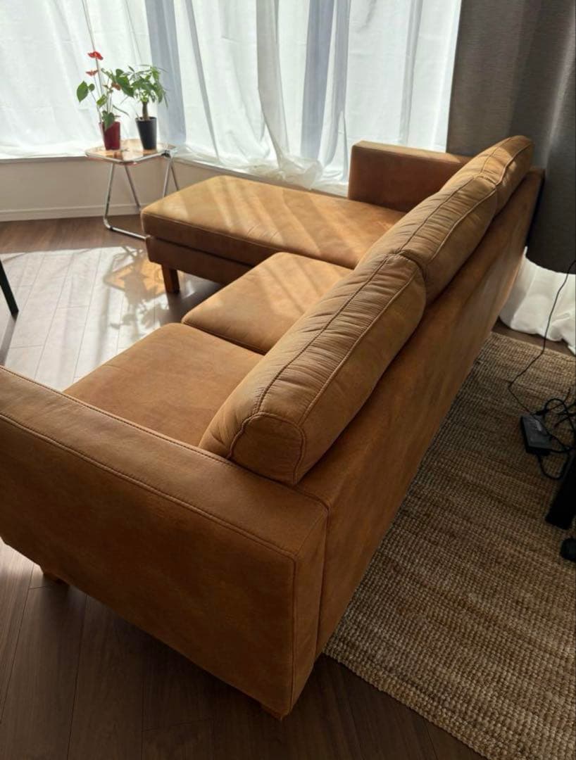 ブラウン コーナーソファ スエード風