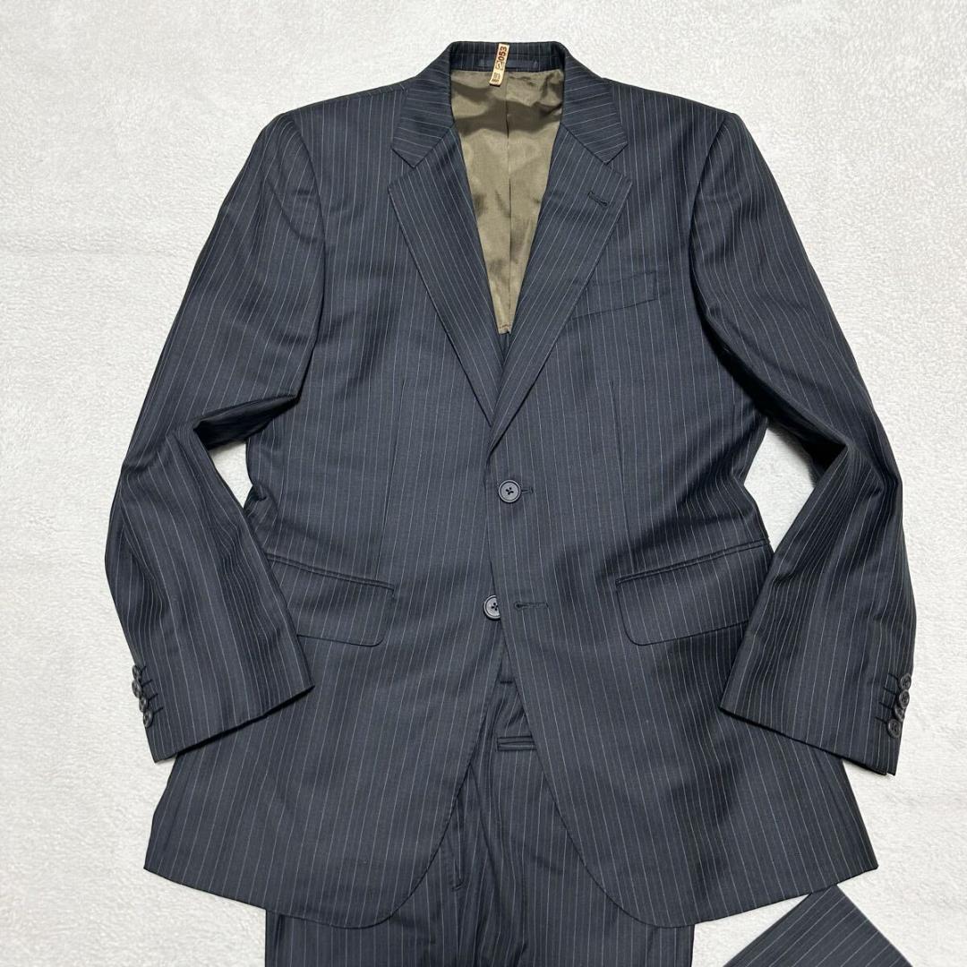 極美品 ポールスミス デルフィノ Super120’s 黒系 スーツ M 109