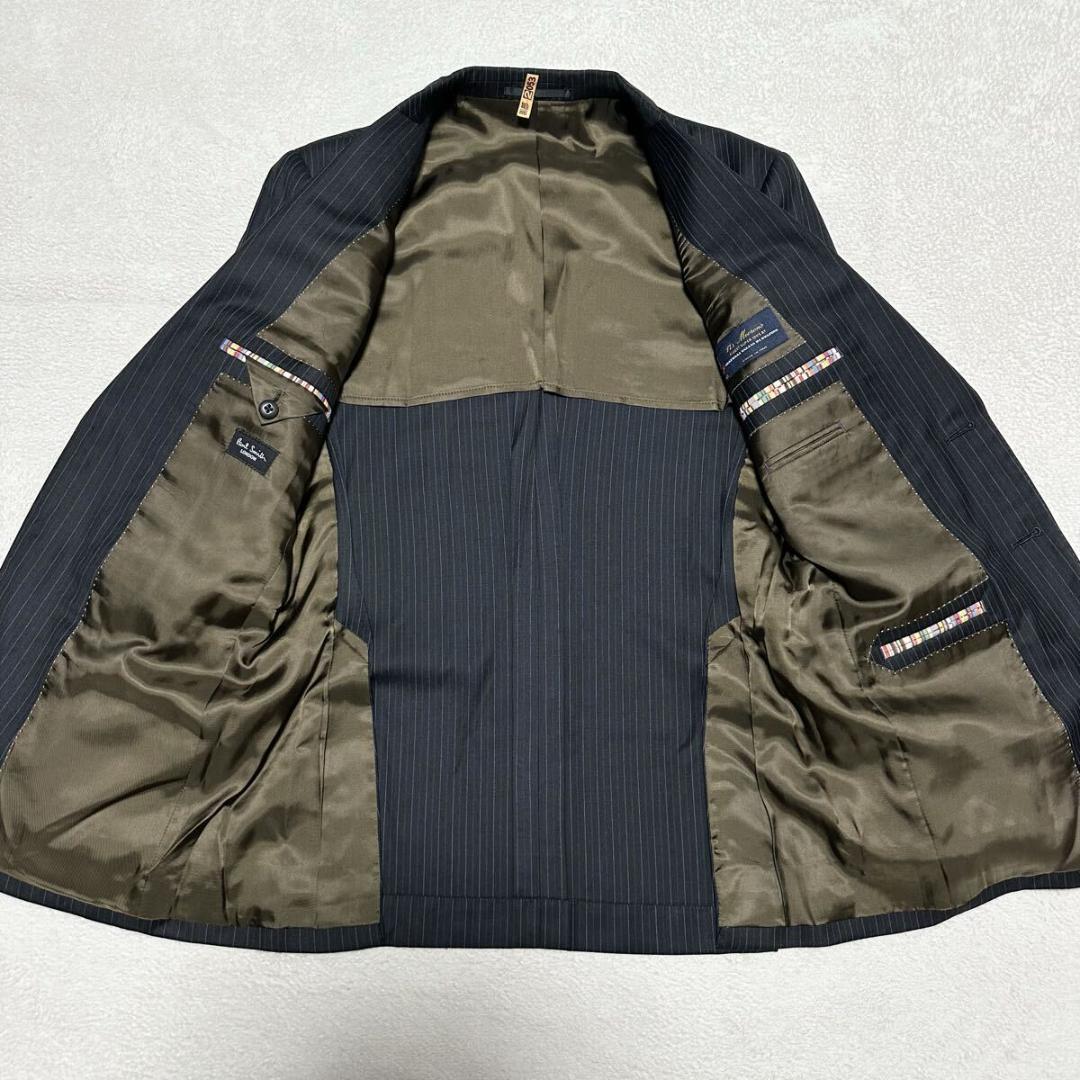 極美品 ポールスミス デルフィノ Super120’s 黒系 スーツ M 109