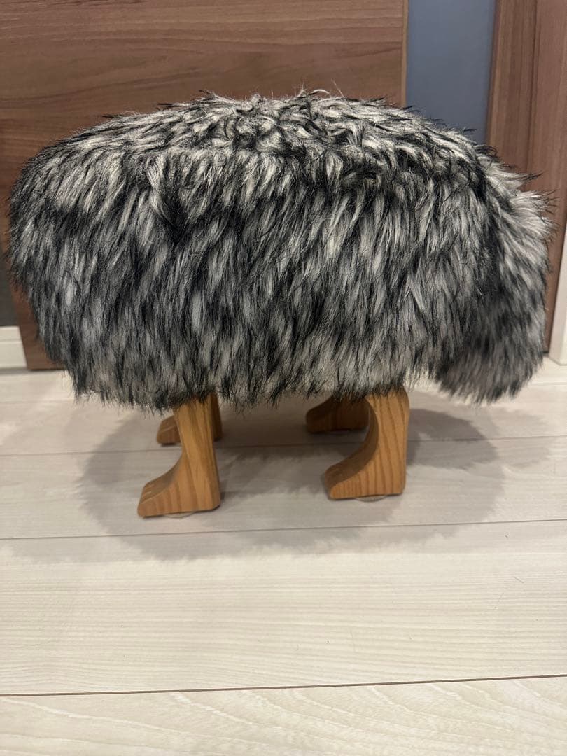 匠工芸　アニマルスツール　S ウルフグレーミックス