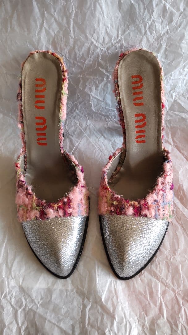 MIU MIU ミュール 36ハーフ 希少 レア Y2K ヴィンテージ ツイード