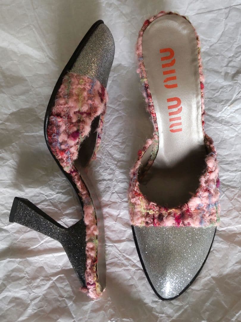 MIU MIU ミュール 36ハーフ 希少 レア Y2K ヴィンテージ ツイード