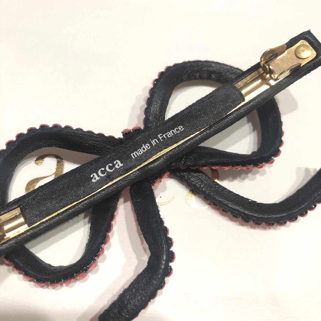 【本日限定】acca ブリジット リボン ロング バレッタ コーラルピンク