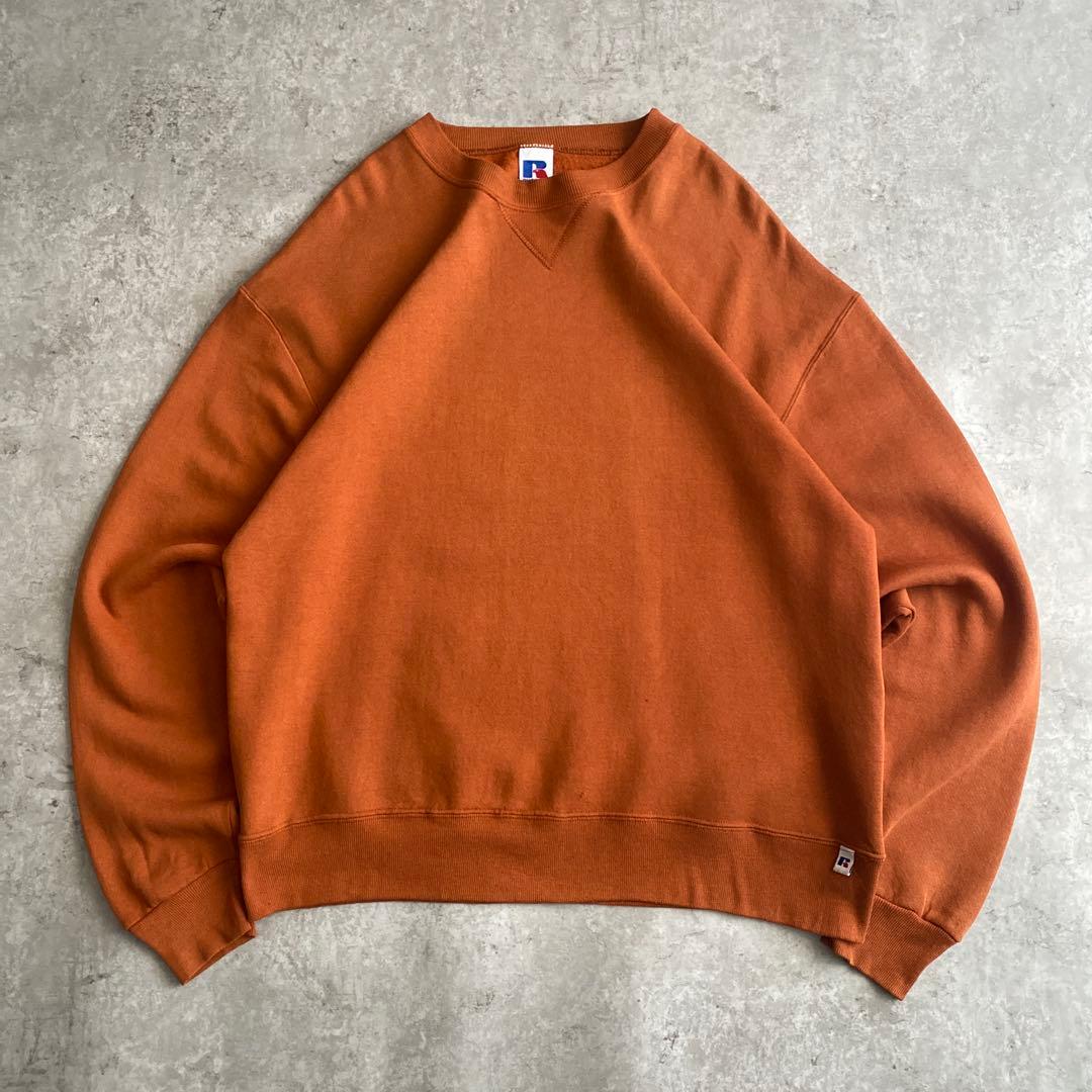 レアカラー 90s ラッセル 前V 無地 スウェット L ブリック